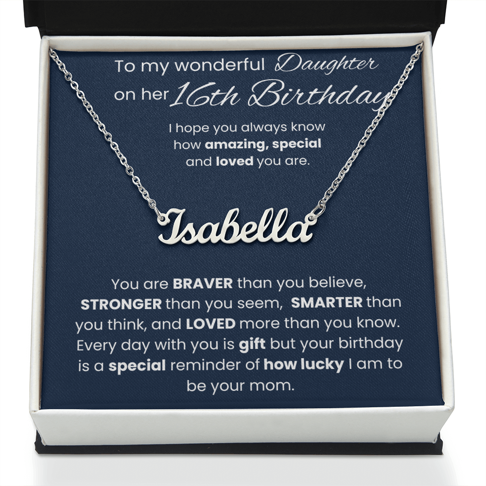 16th Birthday Personalized Gift - Custom Name Necklace