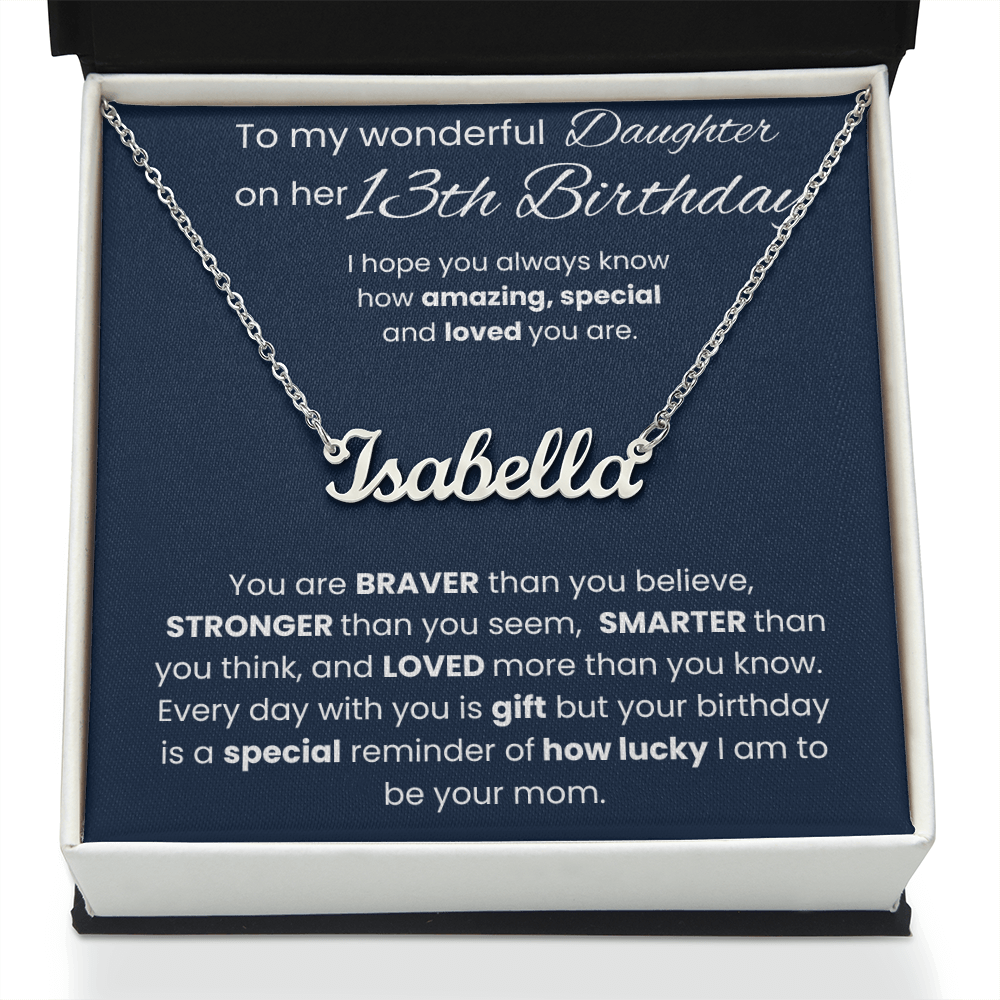 13th Birthday Personalized Gift - Custom Name Necklace