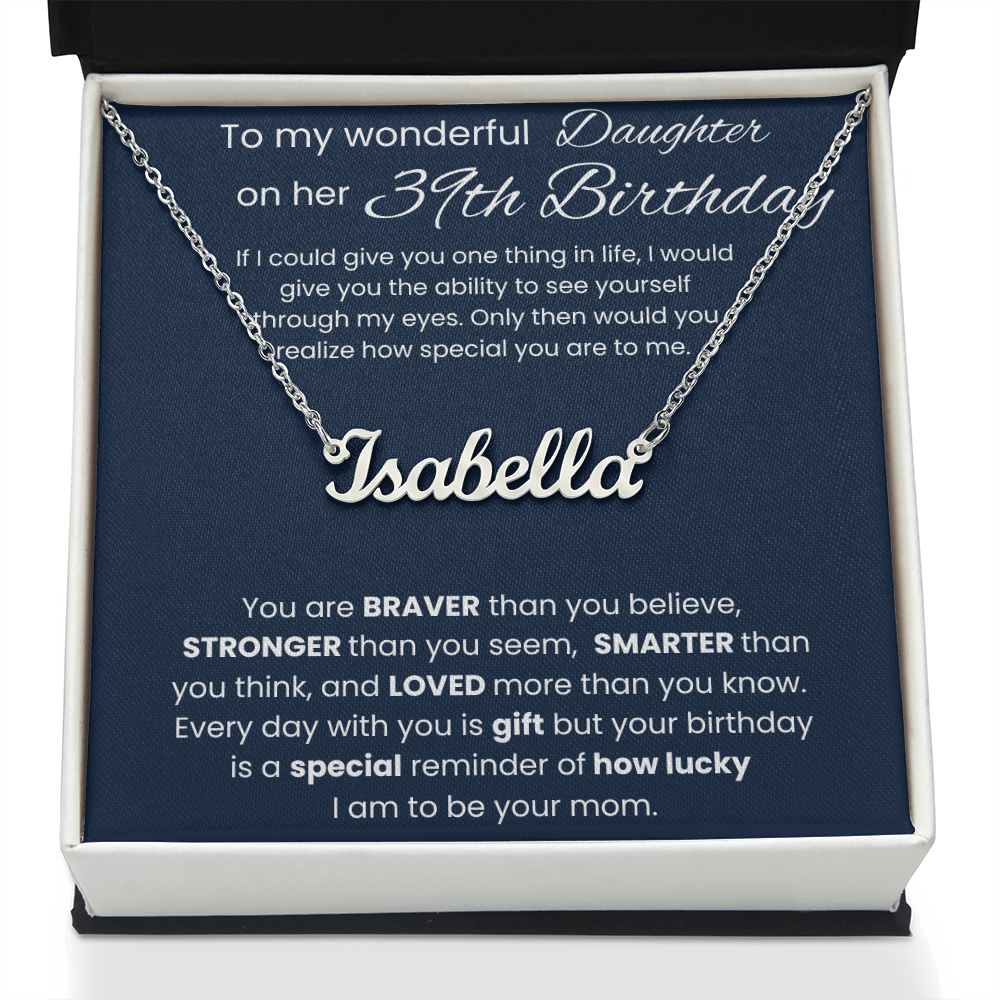 39th Birthday Necklace Gift - Custom Name Necklace