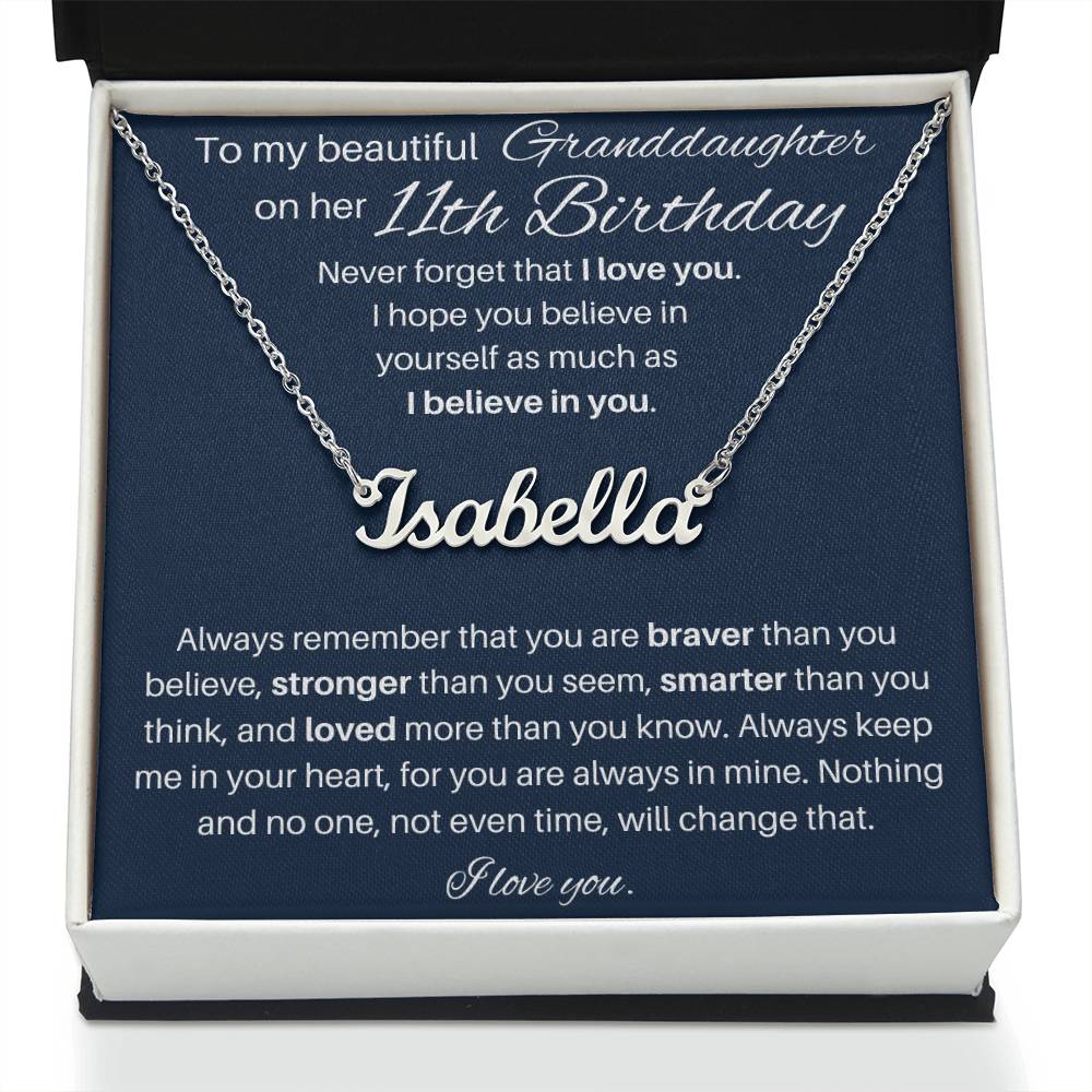To My Beautiful Granddaughter Happy 11th Birthday | Personalized Name Necklace
