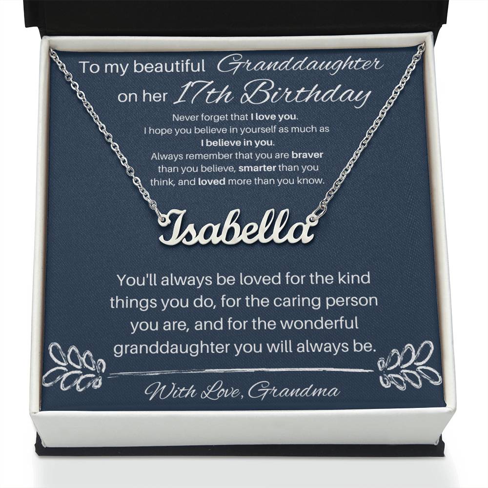 To My Beautiful Granddaughter | Happy 17th Birthday | Custom Name Necklace