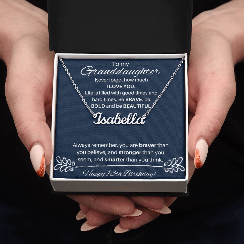 To My Granddaughter On Her 13th Birthday | Custom Name Necklace