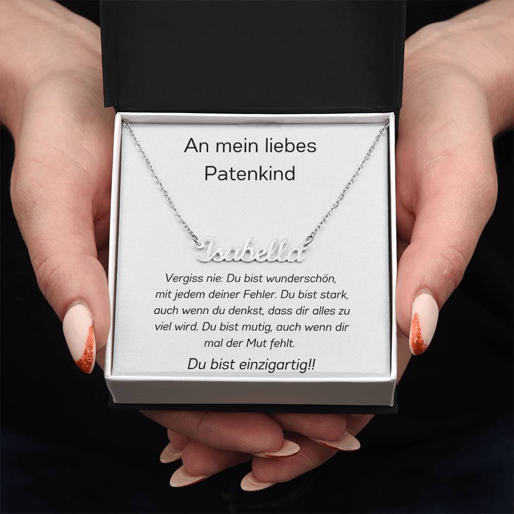 An Meinn Liebes Patenkind - Du Bist Stark - Custom Name Necklace