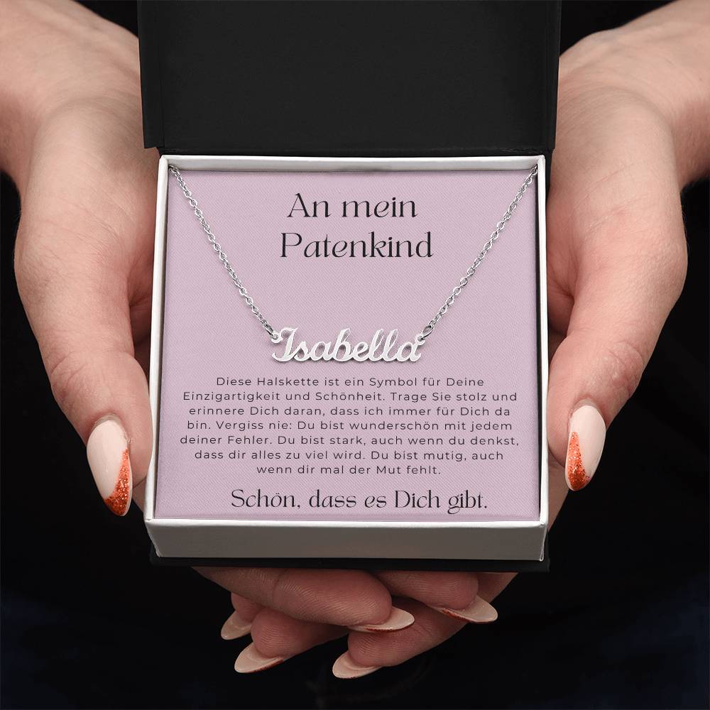 An Mein Patenkind - Schön Dass Es Dich Gibt - Personalisierte Namenskette