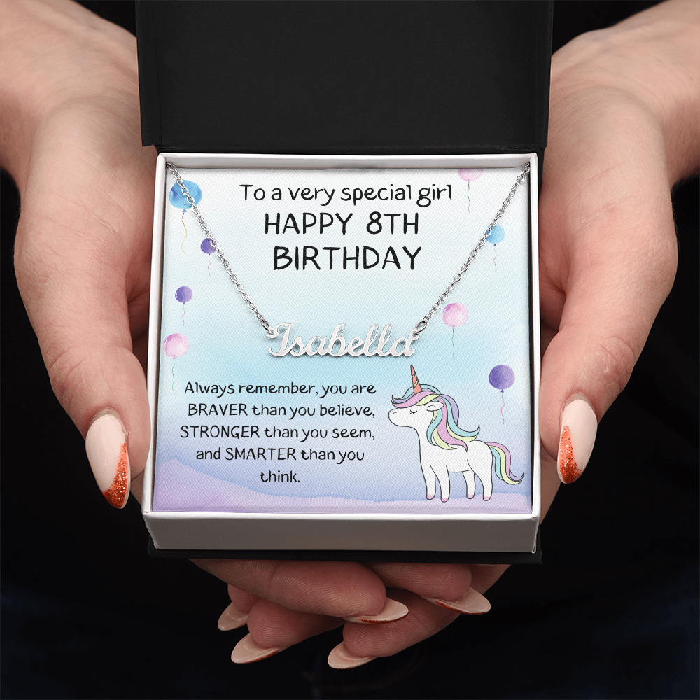 Happy 8th Birthday - Personalized Name Necklace