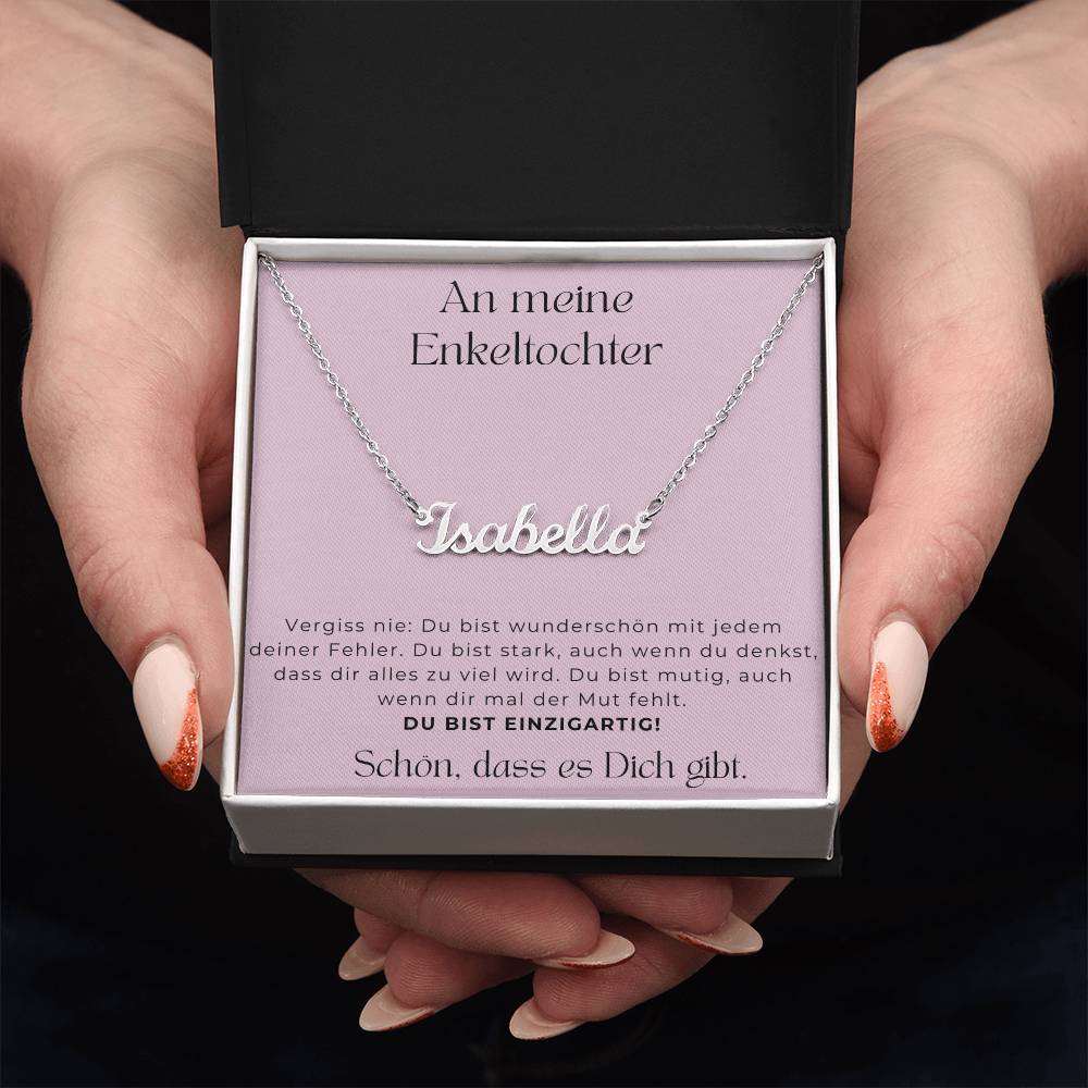 An Meine Enkeltochter - Schön Dass Es Dich Gibt - Personalisierte Namenskette