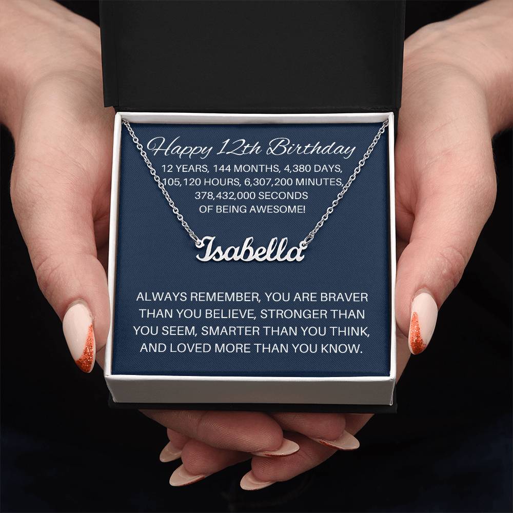Personalized 12th Birthday Gift - Custom Name Necklace