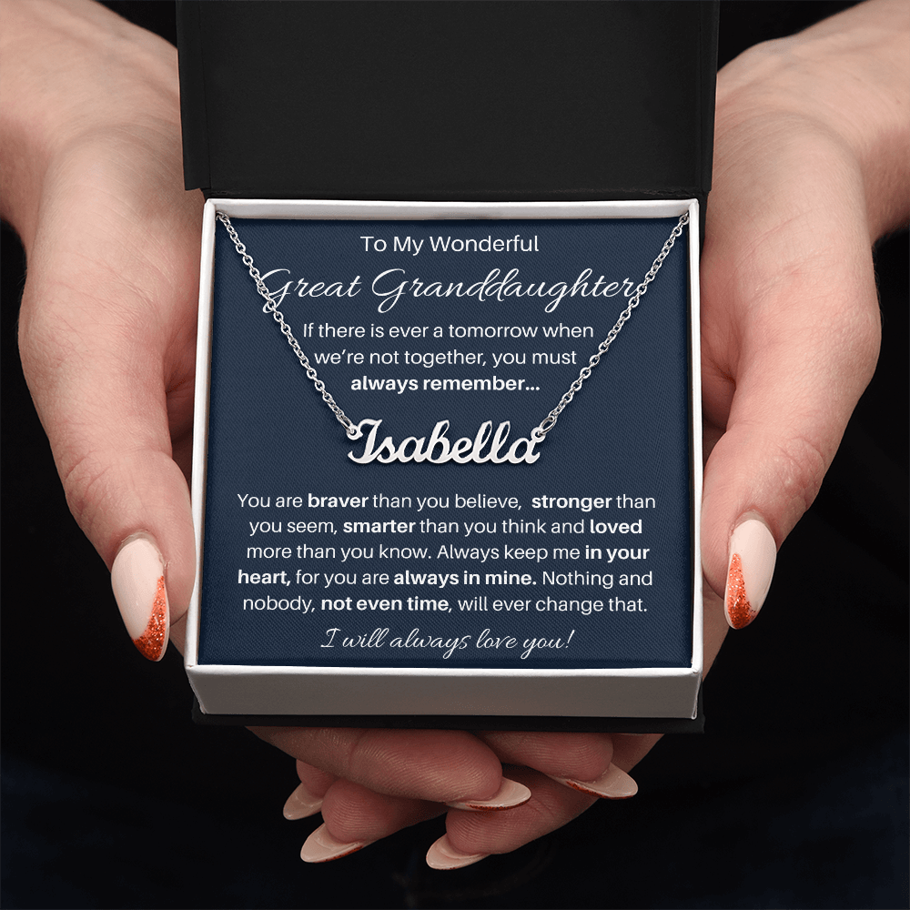 To My Beautiful Great Granddaughter Name Necklace