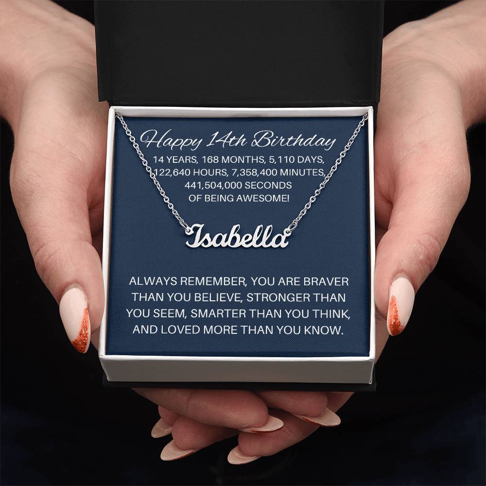 Personalized 14th Birthday Gift - Custom Name Necklace