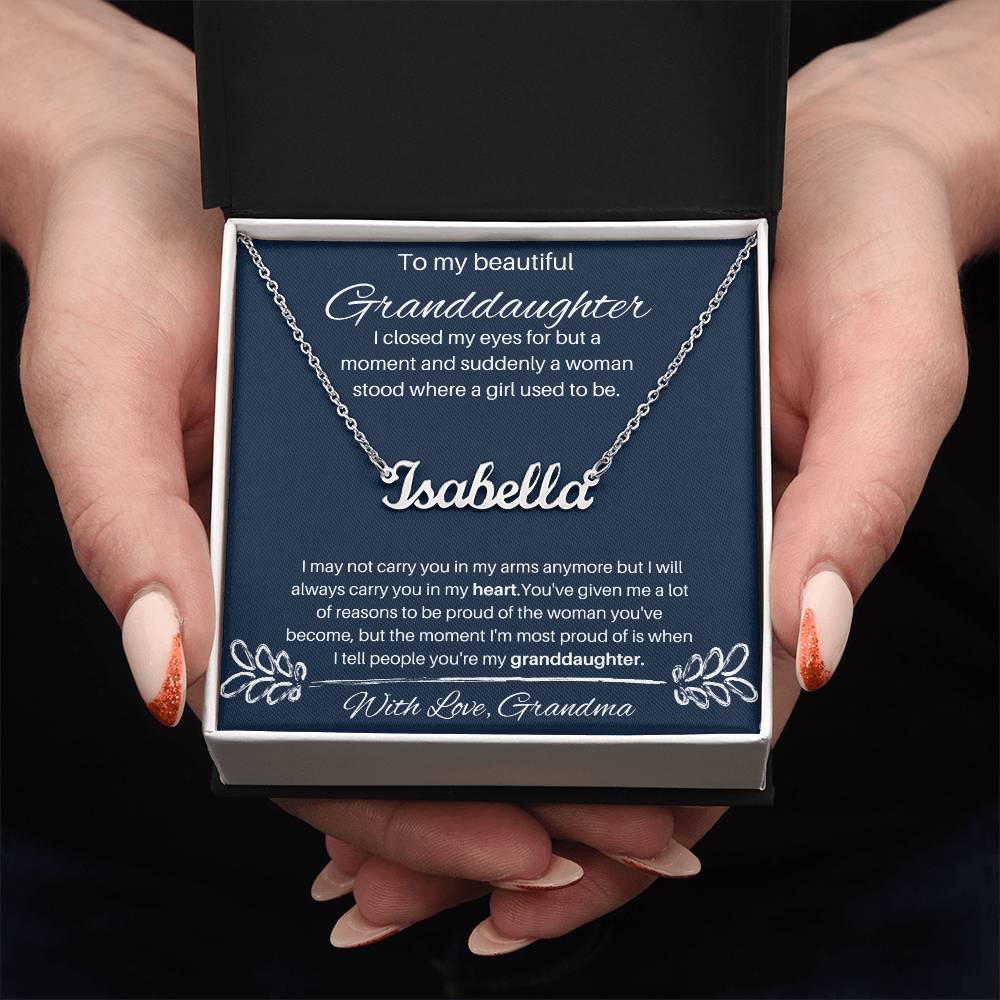 To My Beautiful Granddaughter - I'll Always Carry You In My Heart - Custom Name Necklace