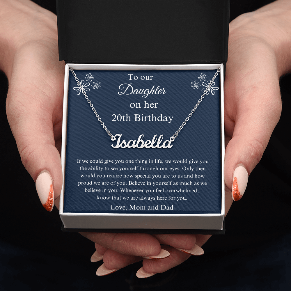20th Birthday Name Necklace Gift For a Special Daughter