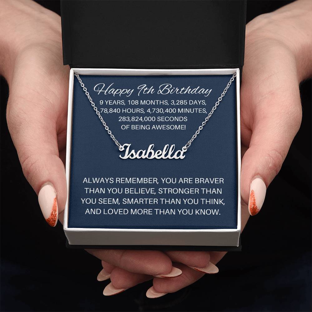 Personalized 9th Birthday Gift - Custom Name Necklace
