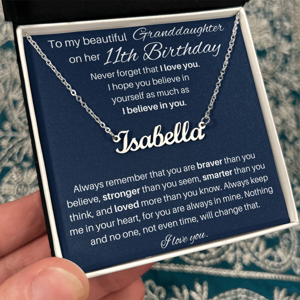 To My Beautiful Granddaughter Happy 11th Birthday | Personalized Name Necklace