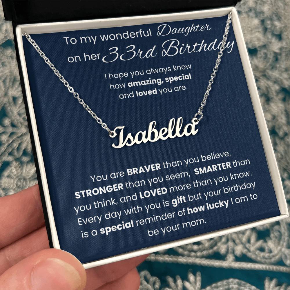 33rd Birthday Personalized Gift - Custom Name Necklace