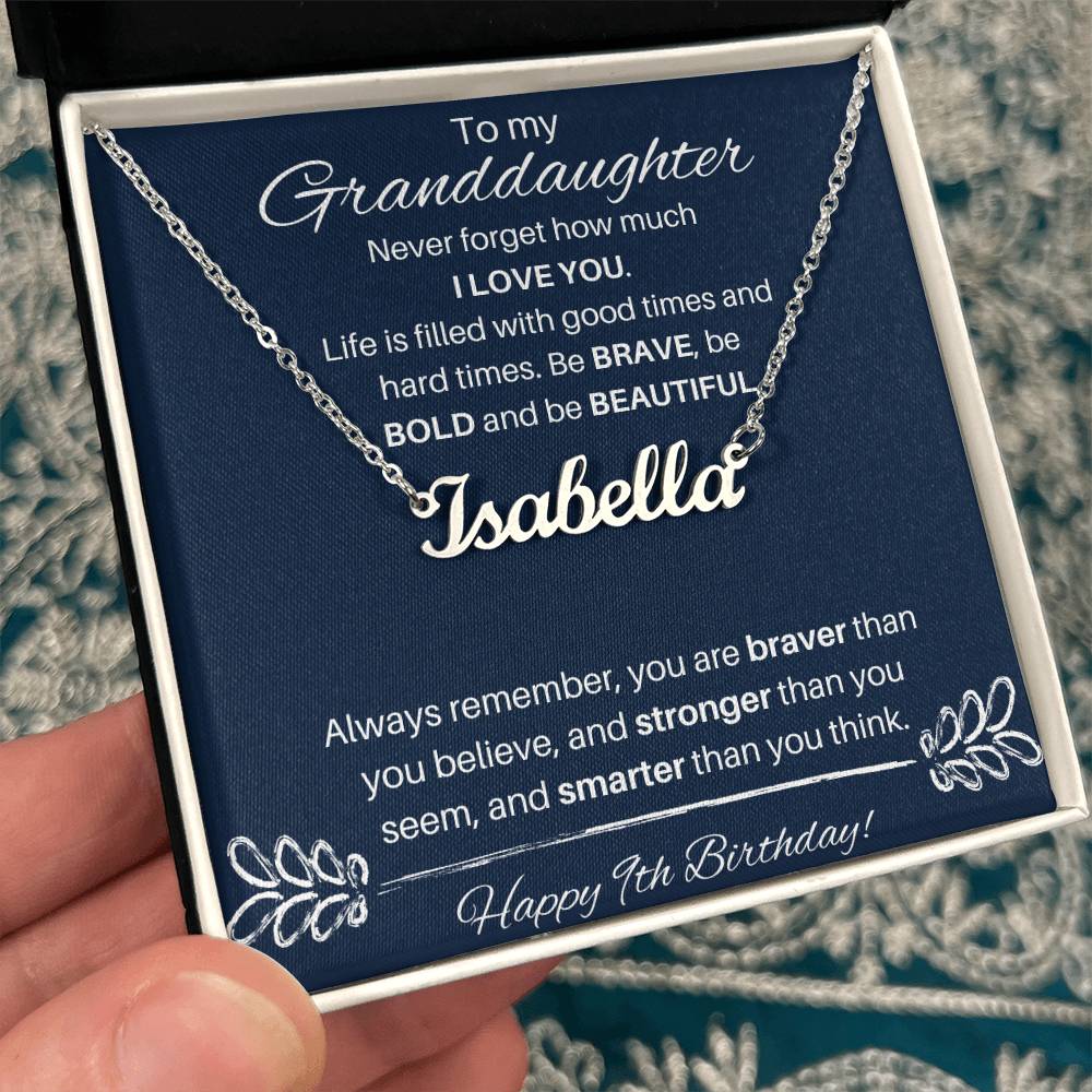 To My Granddaughter On Her 9th Birthday | Custom Name Necklace