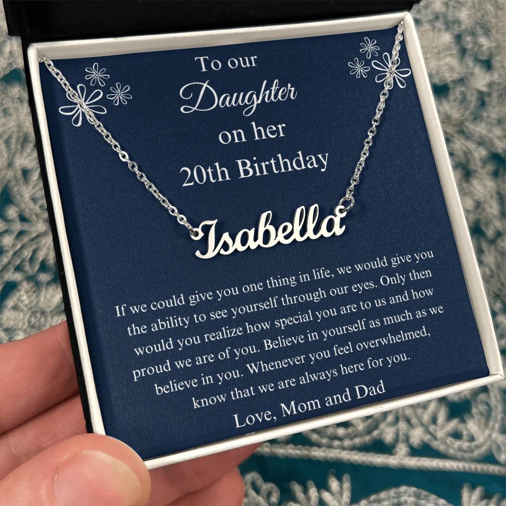 20th Birthday Name Necklace Gift For a Special Daughter