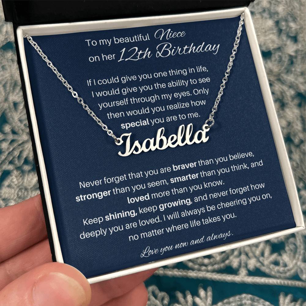 12th Birthday Gift for Niece - Custom Name Necklace
