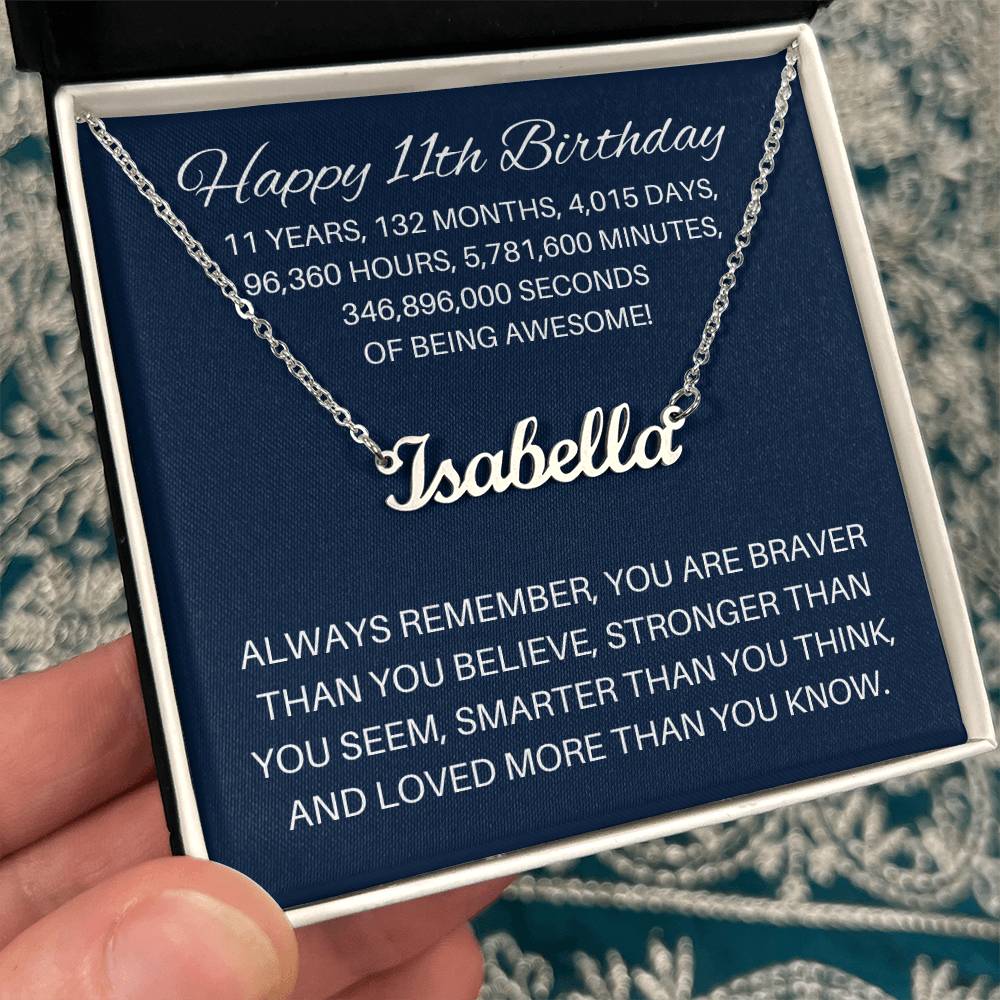 Personalized 11th Birthday Gift - Custom Name Necklace