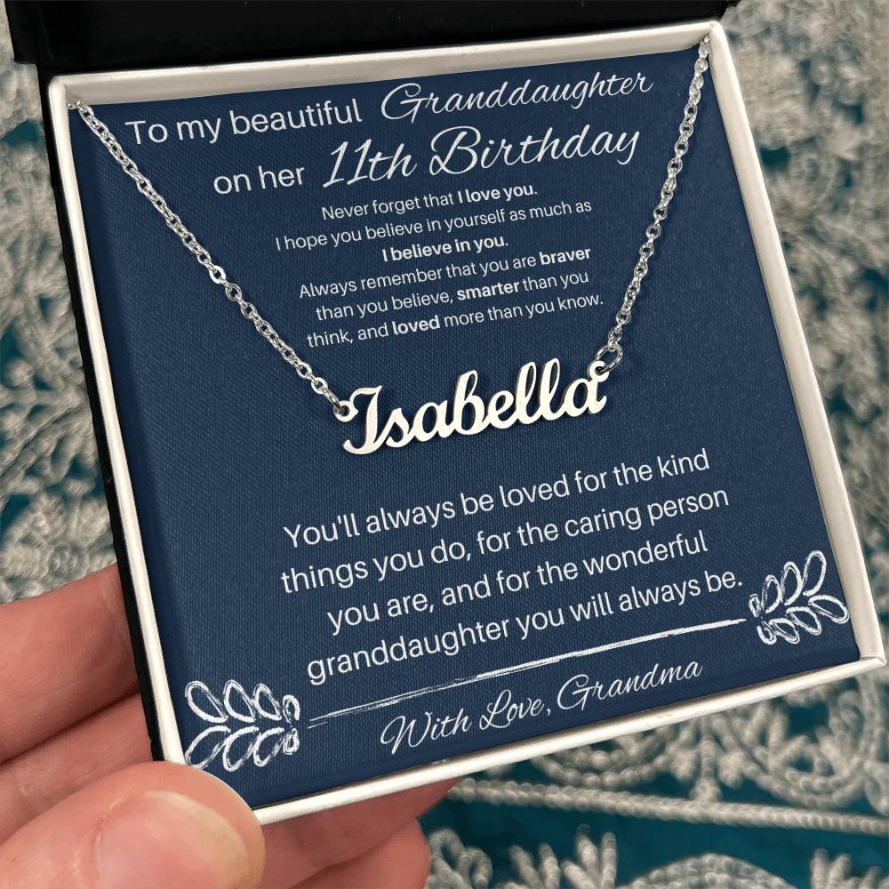 To My Beautiful Granddaughter | Happy 11th Birthday | Custom Name Necklace