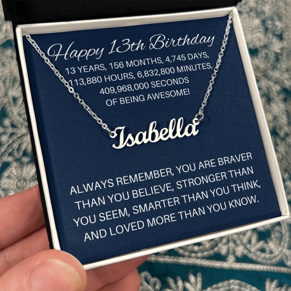Personalized 13th Birthday Gift - Custom Name Necklace
