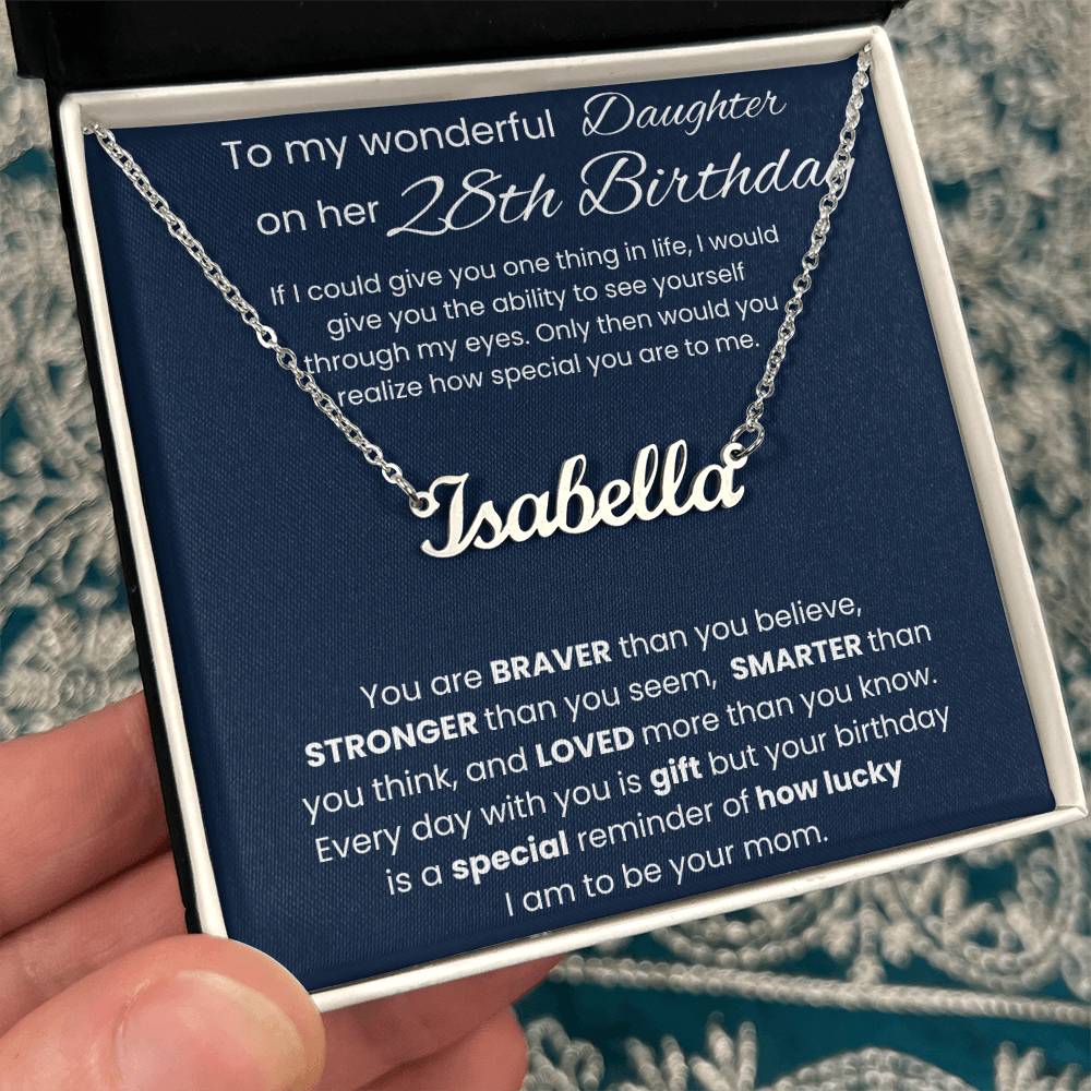 28th Birthday Necklace Gift - Custom Name Necklace