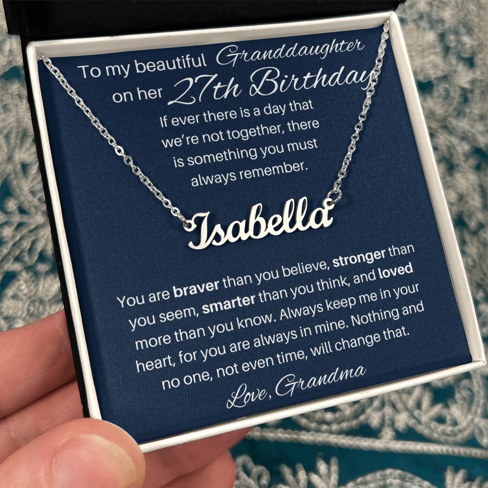 27th Birthday Name Necklace For Granddaughter