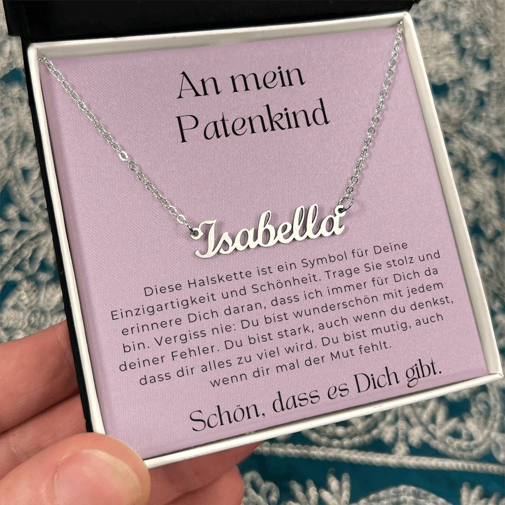 An Mein Patenkind - Schön Dass Es Dich Gibt - Personalisierte Namenskette