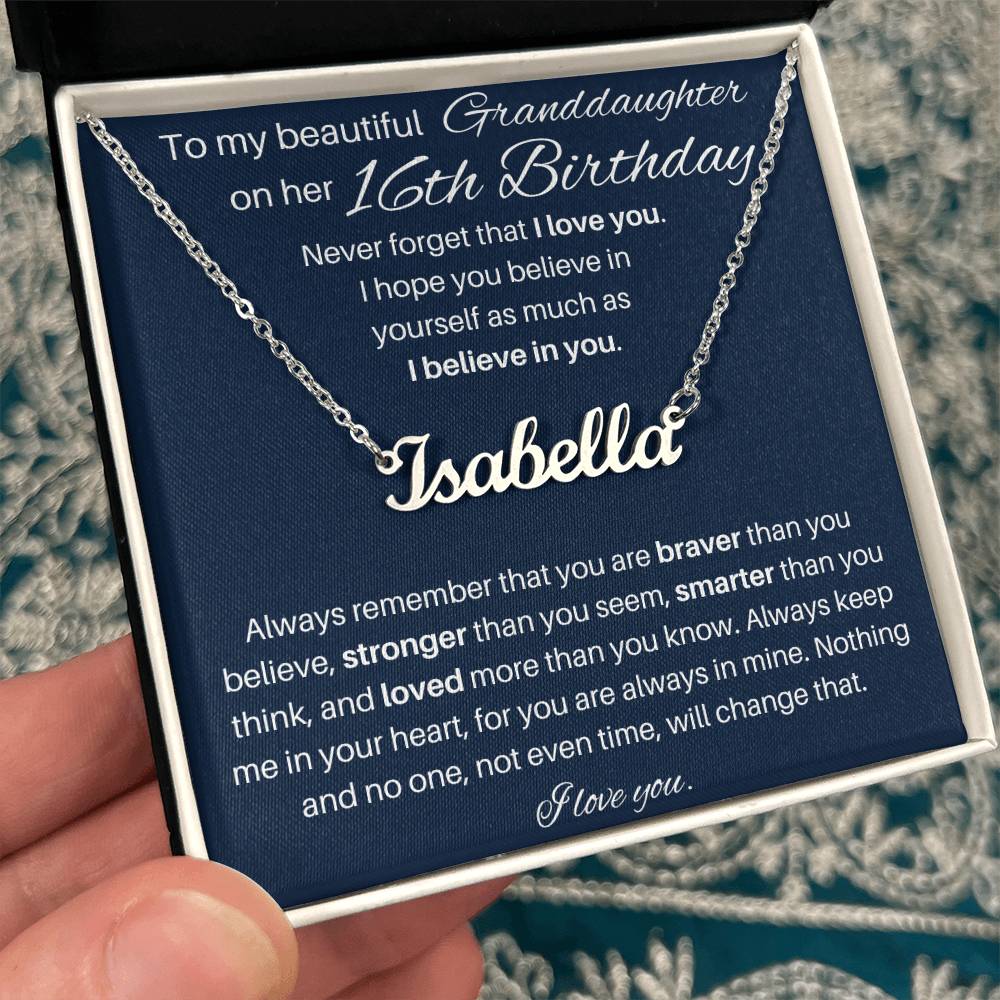 To My Beautiful Granddaughter Happy 16th Birthday | Personalized Name Necklace