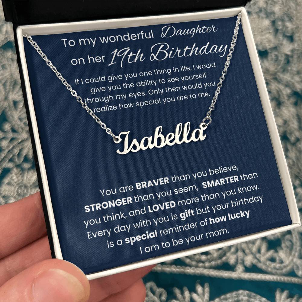 19th Birthday Necklace Gift - Custom Name Necklace