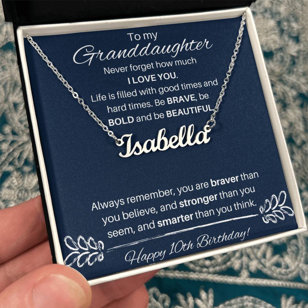 To My Granddaughter On Her 10th Birthday | Custom Name Necklace