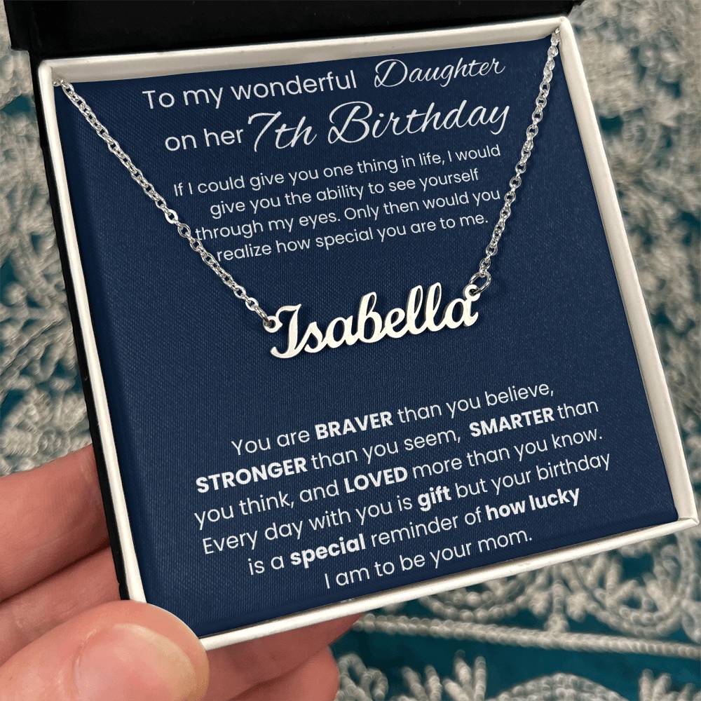 7th Birthday Necklace Gift - Custom Name Necklace