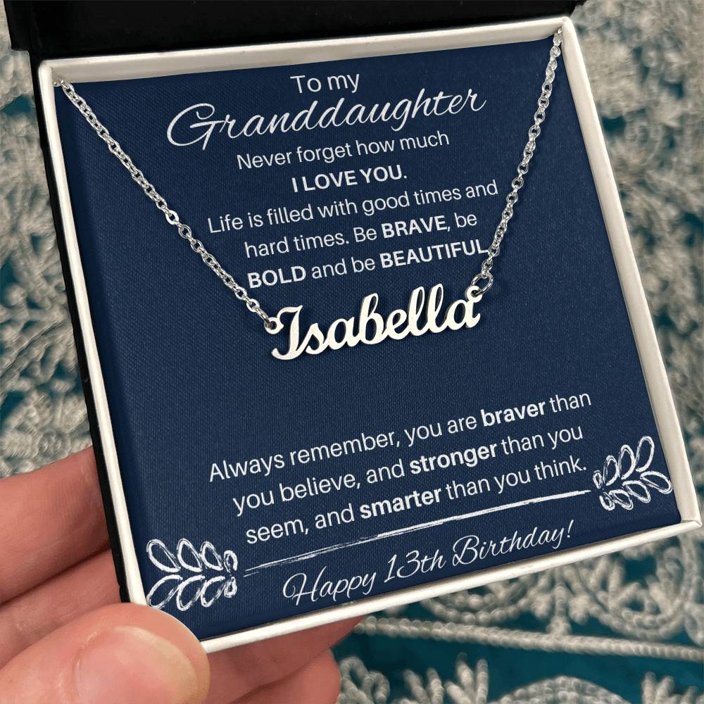 To My Granddaughter On Her 13th Birthday | Custom Name Necklace
