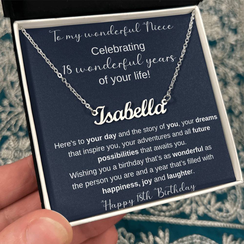 18th Birthday Gift For Niece - Persobalized Name Necklace