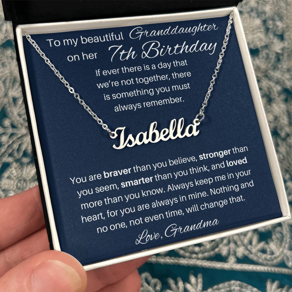 7th Birthday Name Necklace For Granddaughter