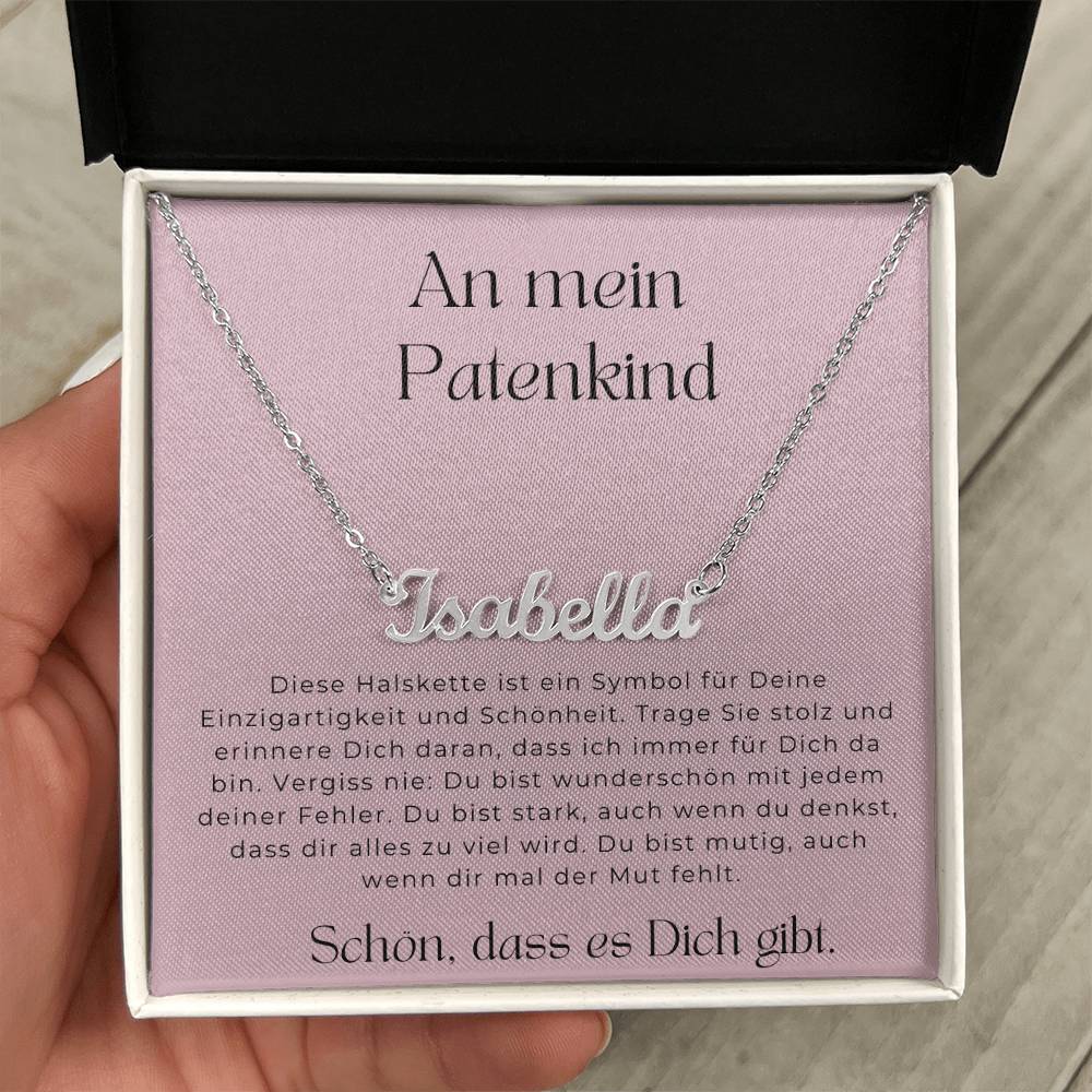 An Mein Patenkind - Schön Dass Es Dich Gibt - Personalisierte Namenskette