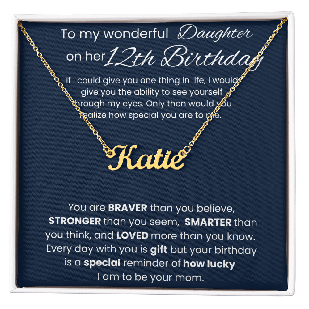 12th Birthday Necklace Gift - Custom Name Necklace