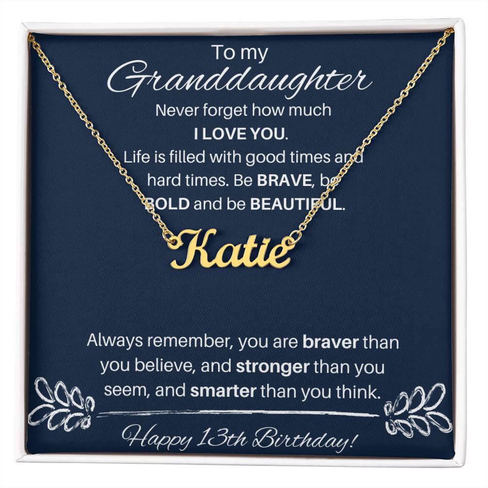 To My Granddaughter On Her 13th Birthday | Custom Name Necklace