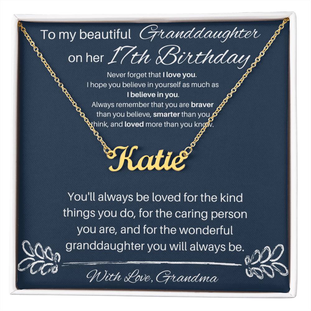 To My Beautiful Granddaughter | Happy 17th Birthday | Custom Name Necklace