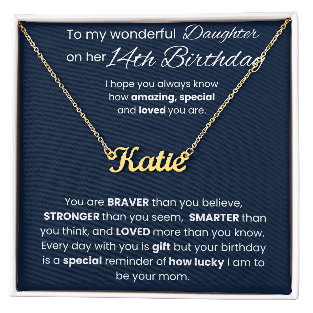 14th Birthday Personalized Gift - Custom Name Necklace