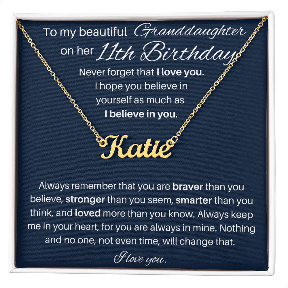 To My Beautiful Granddaughter Happy 11th Birthday | Personalized Name Necklace