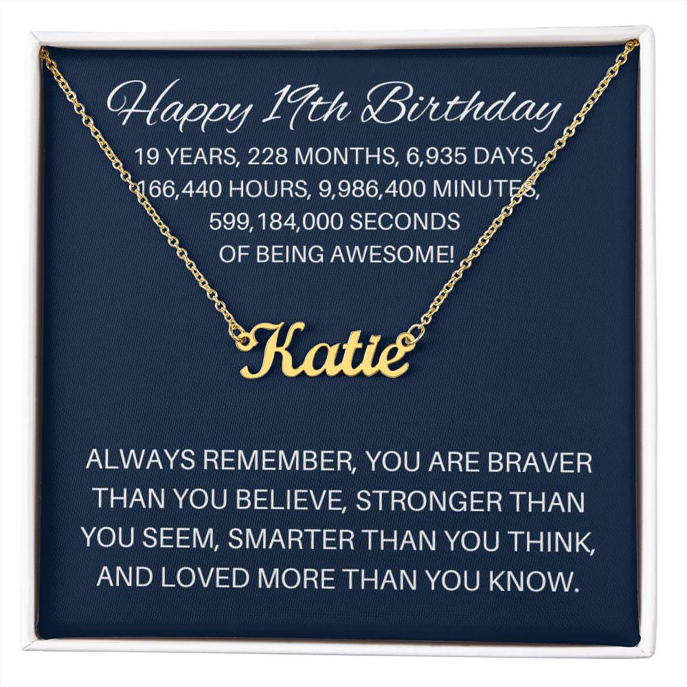Personalized 19th Birthday Gift - Custom Name Necklace