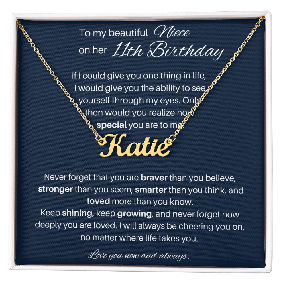 11th Birthday Gift for Niece - Custom Name Necklace