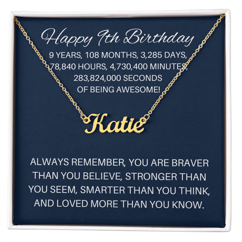 Personalized 9th Birthday Gift - Custom Name Necklace