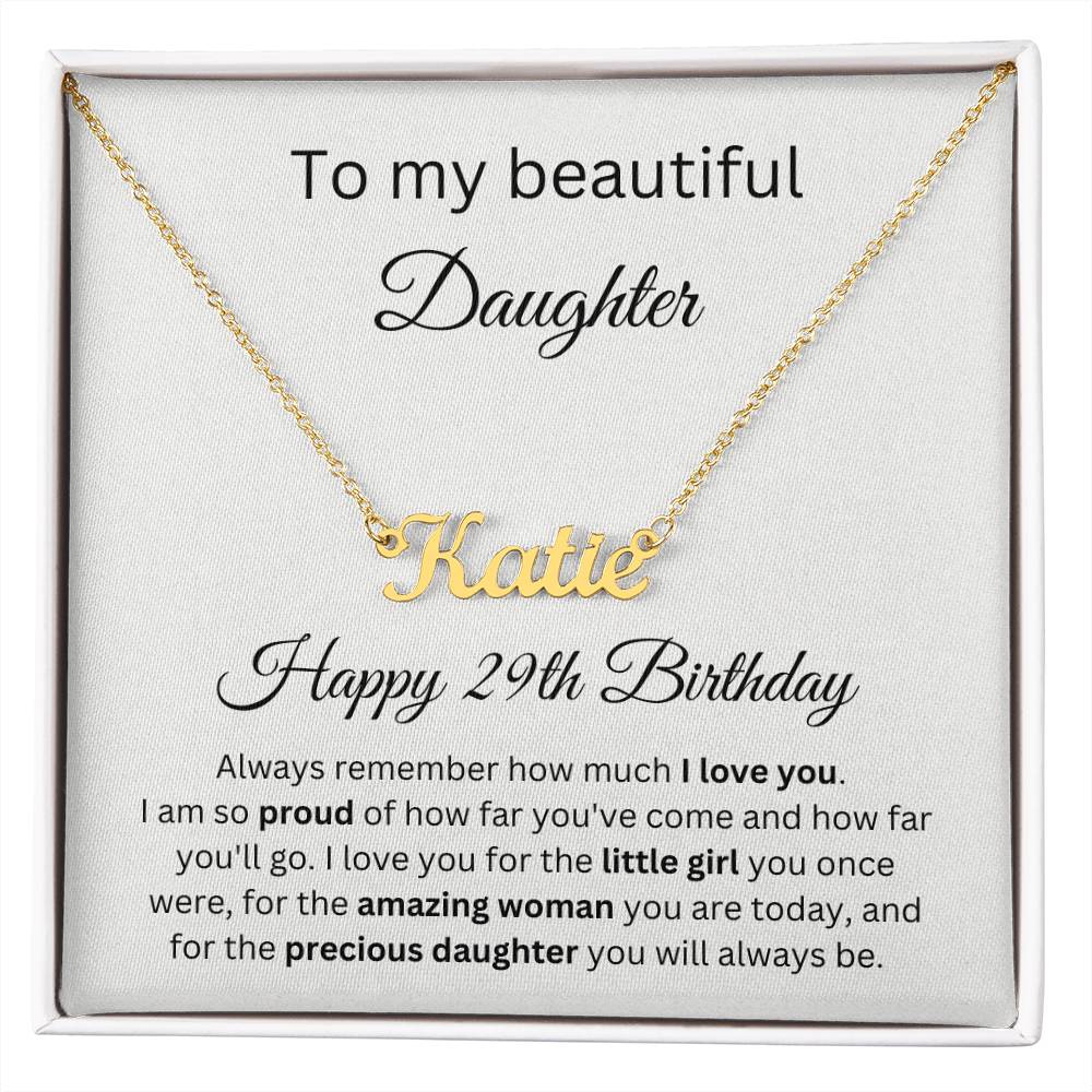 29th Birthday Gift For Daughter - Custom Name Necklace