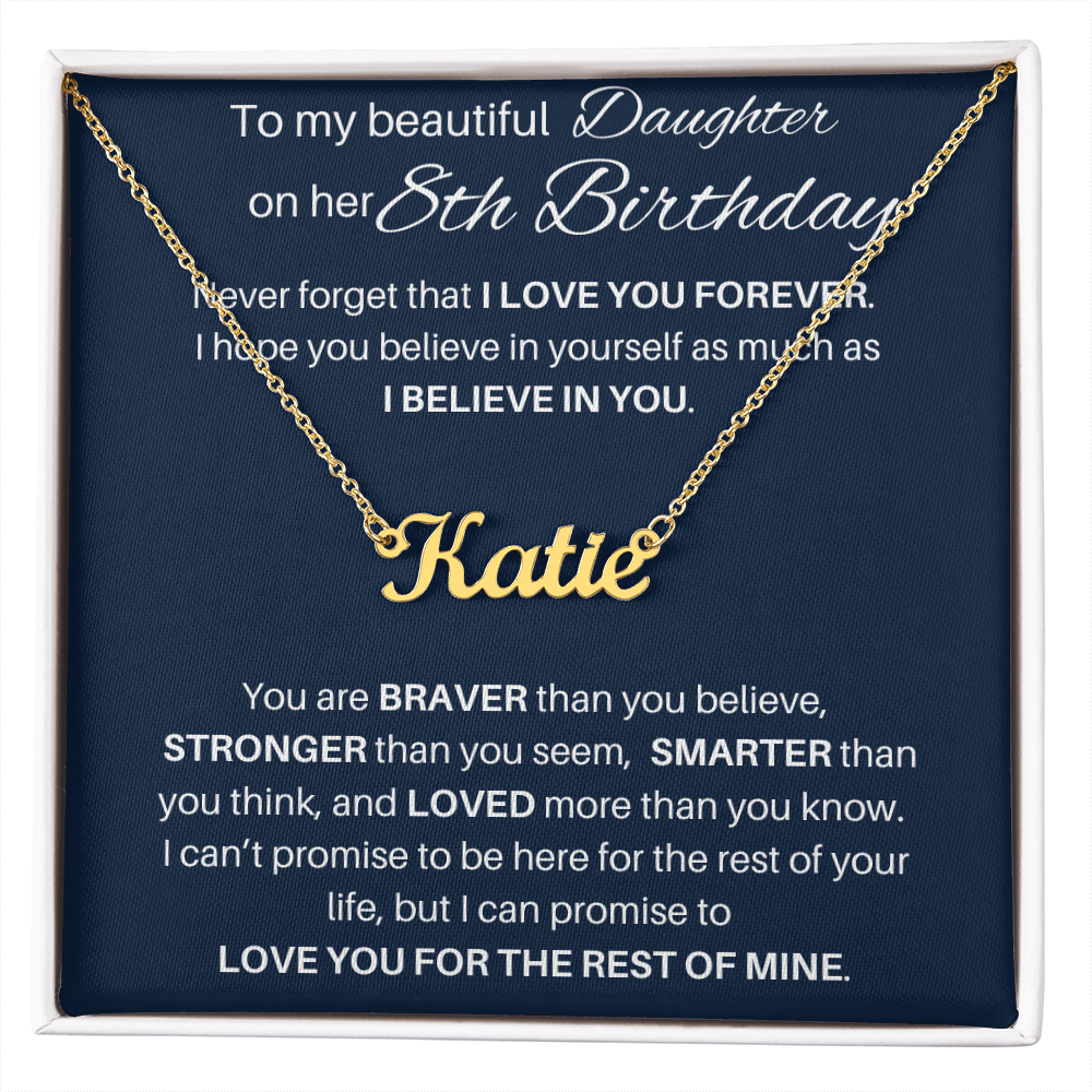 8th Birthday Gift Personalized Name Necklace