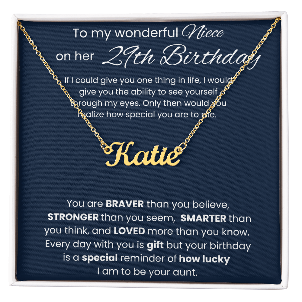 29th Birthday Custom Name Necklace for Niece