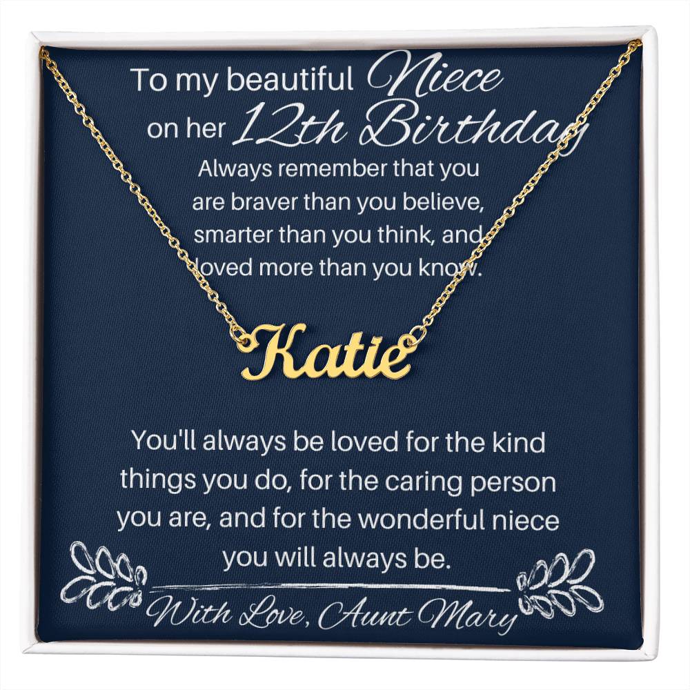 Niece 12th Birthday - Custom Name Necklace