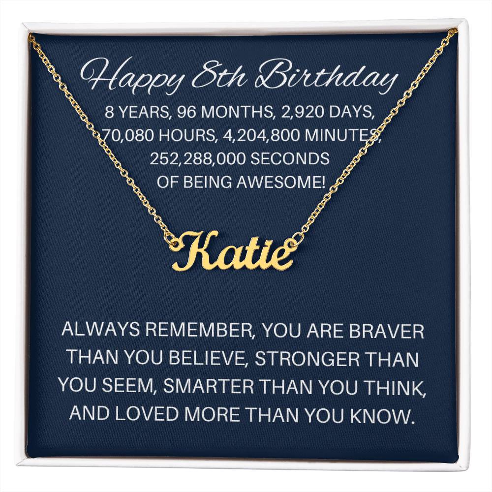 Personalized 8th Birthday Gift - Custom Name Necklace