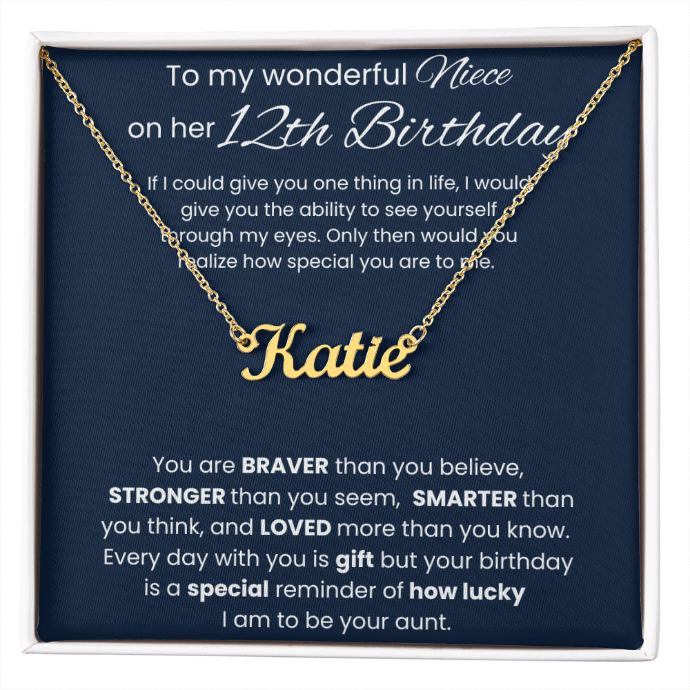 12th Birthday Custom Name Necklace for Niece