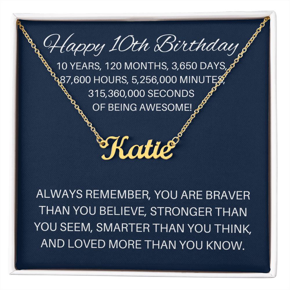 Personalized 10th Birthday Gift - Custom Name Necklace